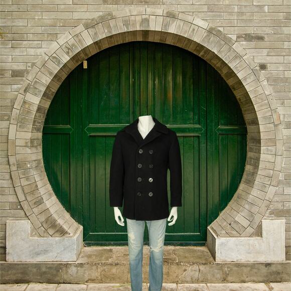 Schott NYC 740N USN Military Blue USA Made Pea Coat Peacoat Jacket S - Picture 1 of 7